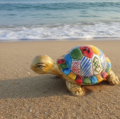 tartaruga portafortuna decorata di caltagirone