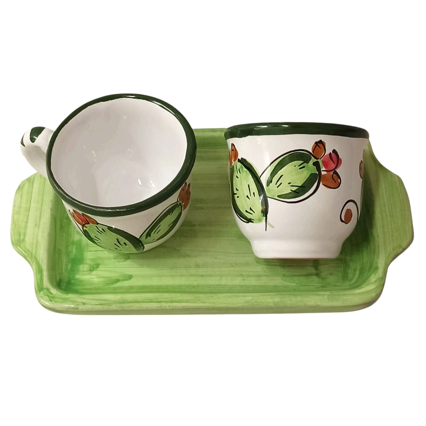 set di tazzine con vassoio in ceramica di Caltagirone