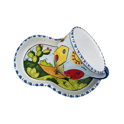 tazza con piattino maiolica