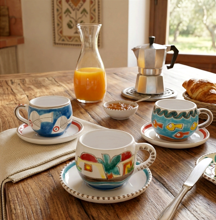 tazza da tè in maiolica