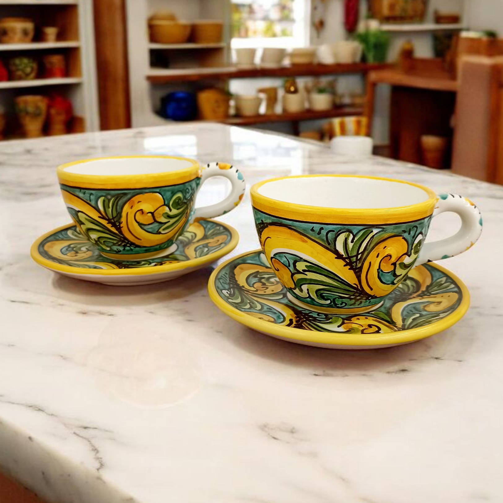 tazze colorate in maiolica di sicilia