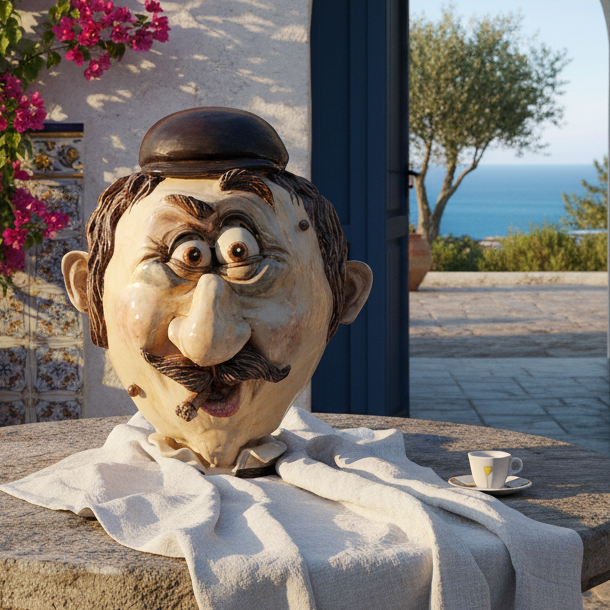 testa in maiolica siciliana originale