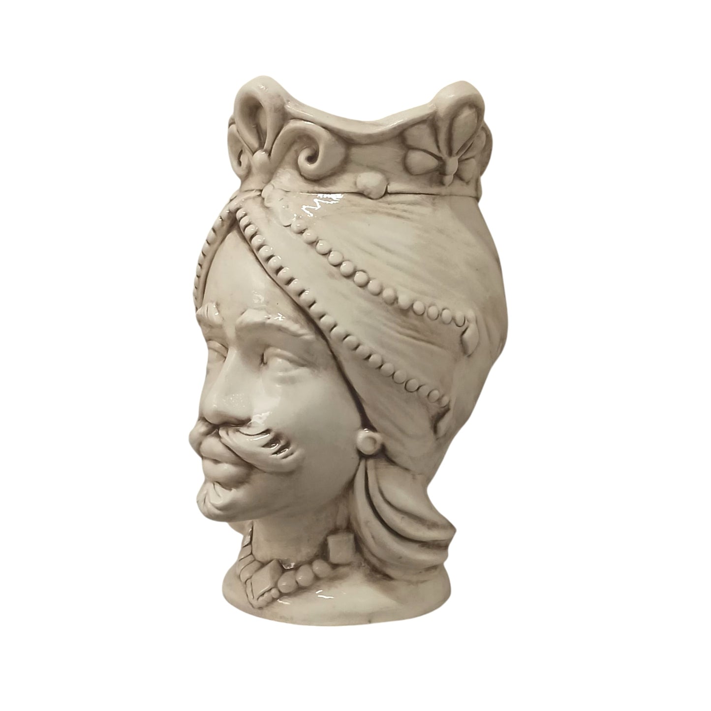 testa di moro siciliana in maiolica bianca