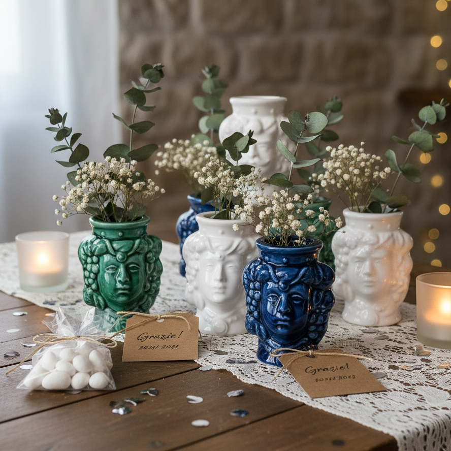 testa di moro in maiolica come bomboniera