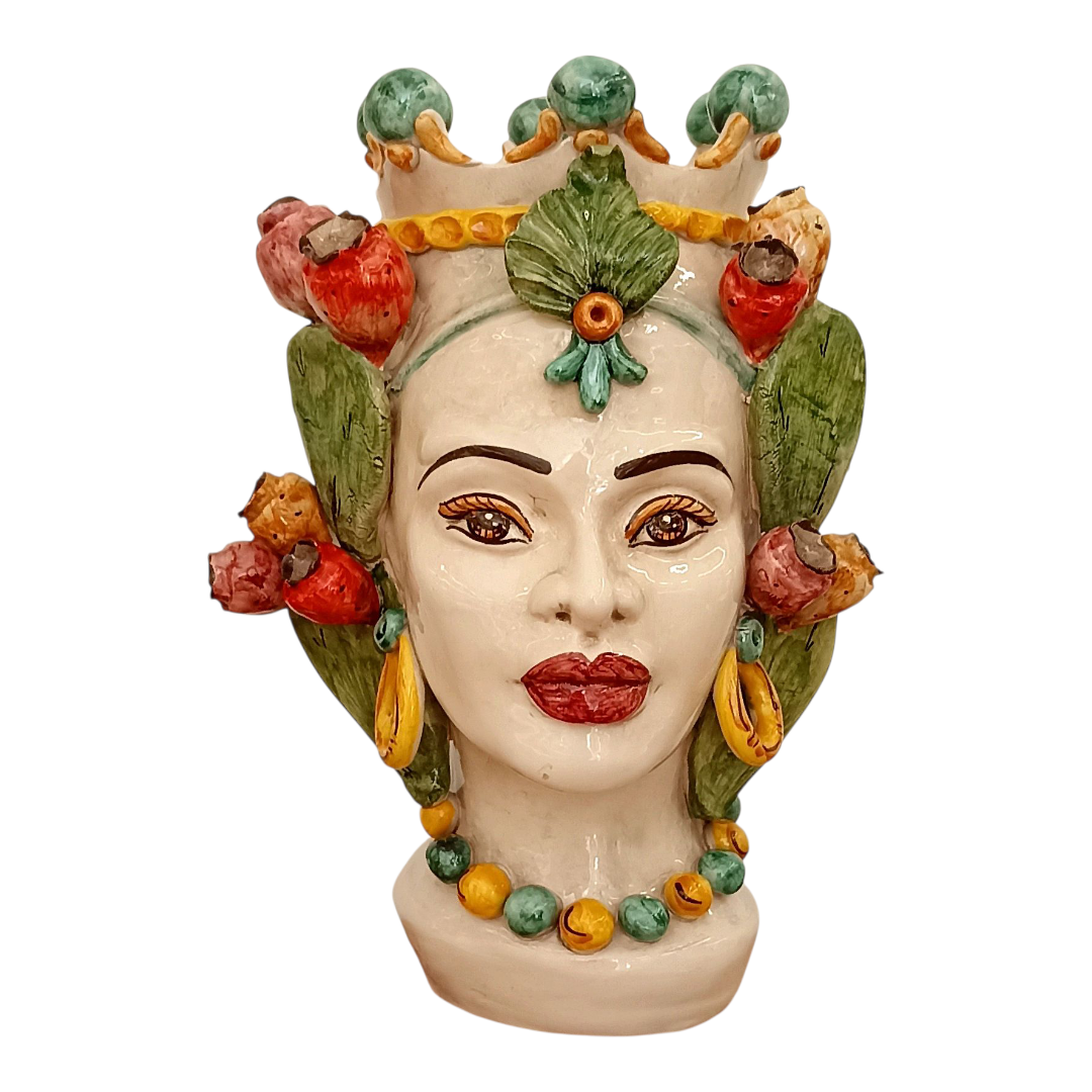 testa di moro in maiolica di sicilia con frutta
