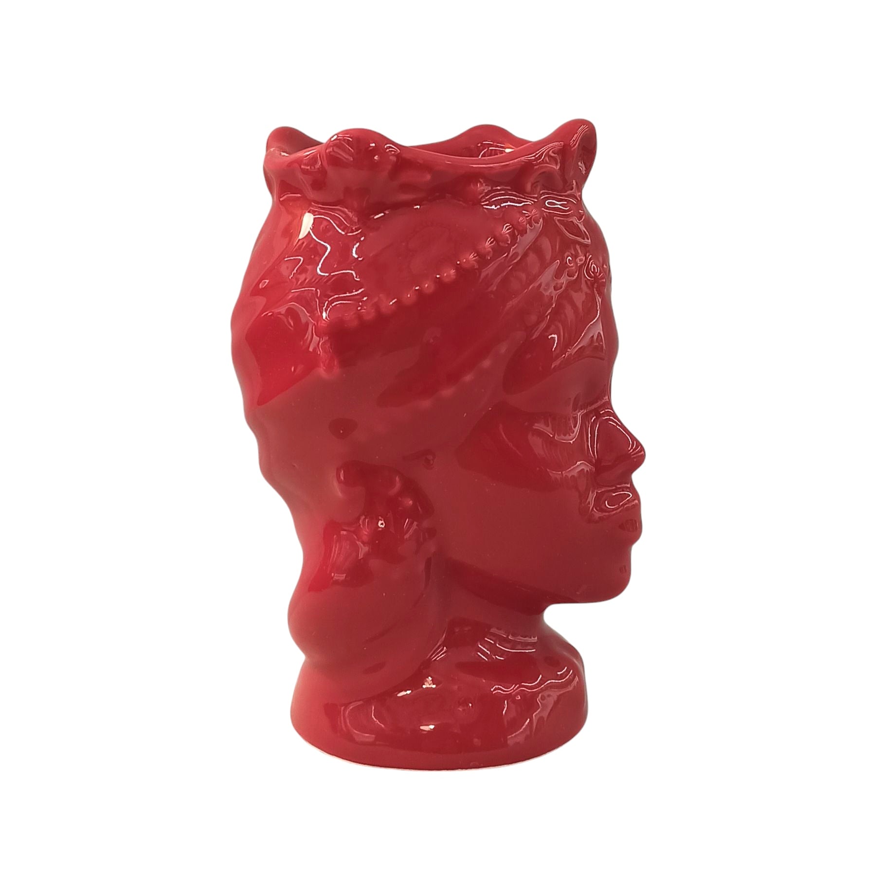 testa di moro rossa in ceramica di Caltagirone