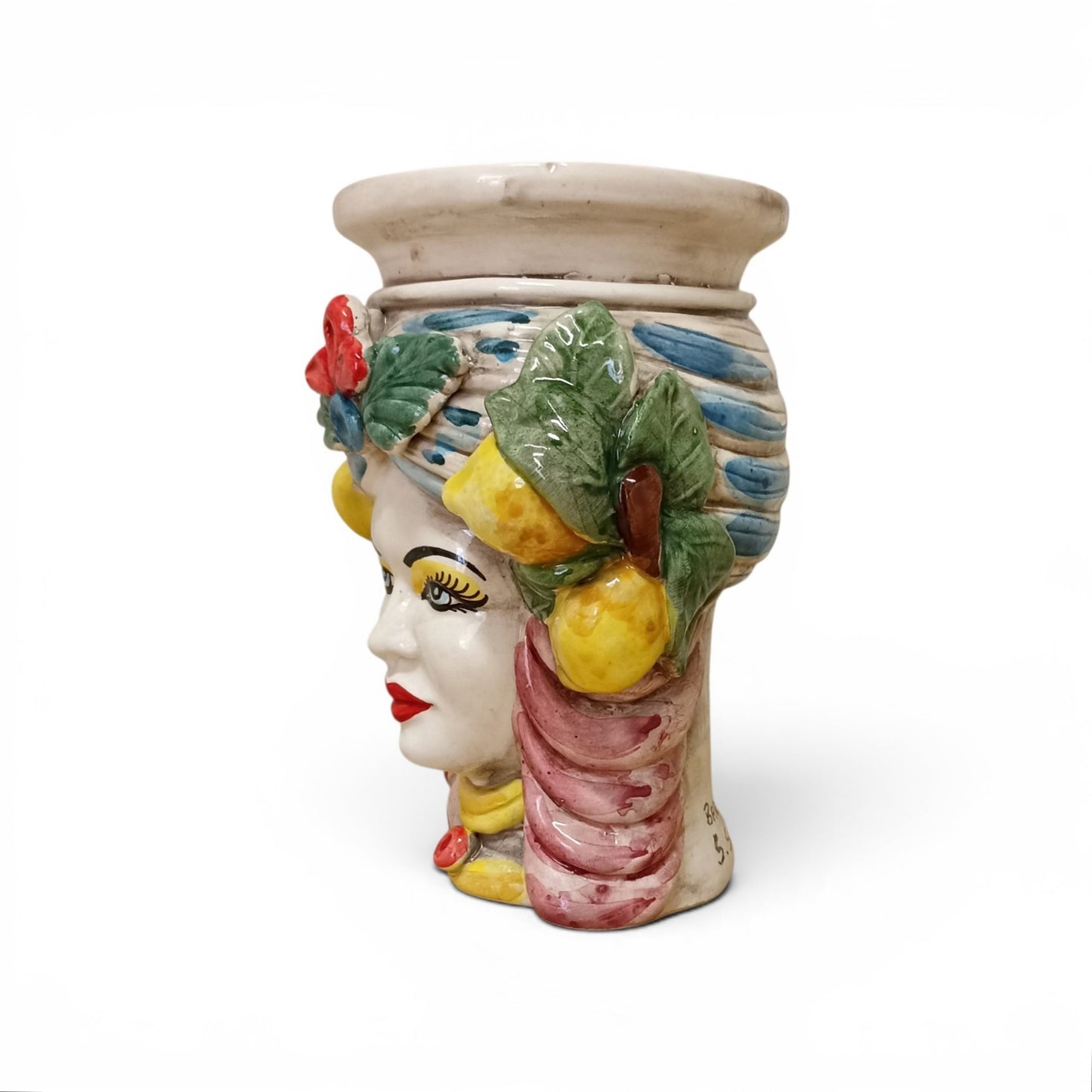 testa in maiolica con limoni
