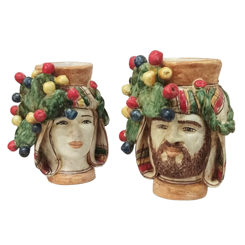 Teste di Moro in Ceramica Siciliana di Caltagirone "pale di fico"