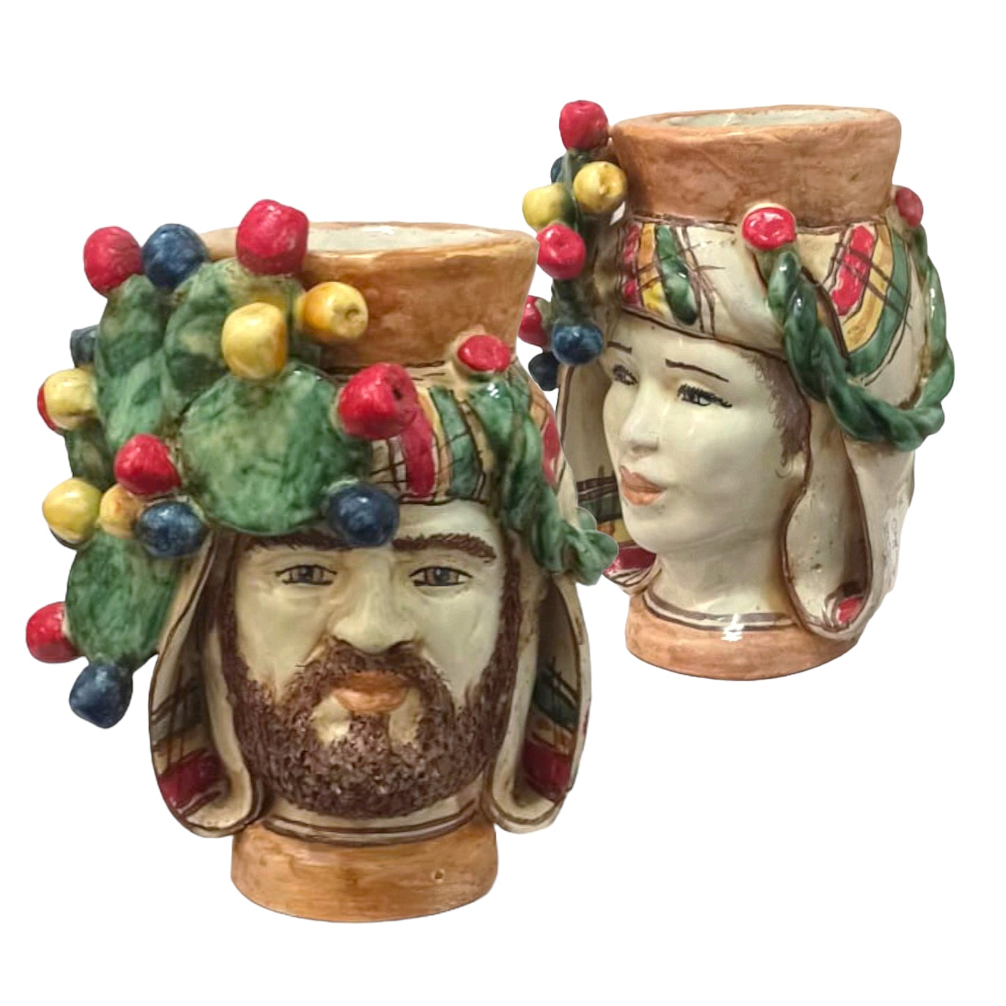 Teste di Moro in Ceramica Siciliana di Caltagirone "pale di fico"