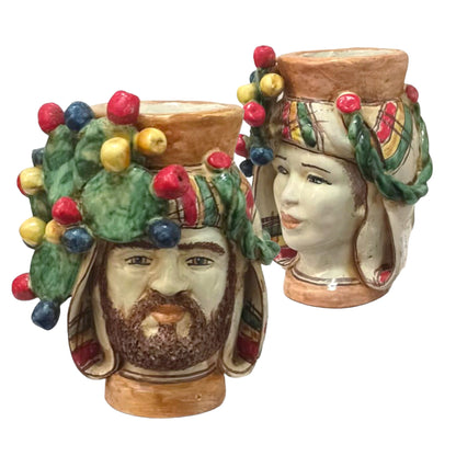Teste di Moro in Ceramica Siciliana di Caltagirone "pale di fico"