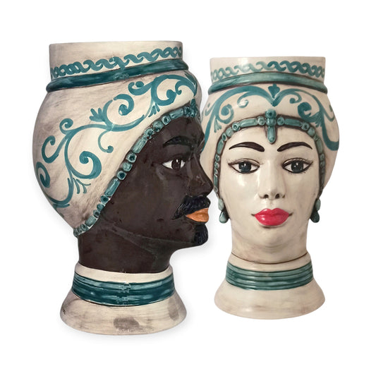 Teste di Moro ceramica Caltagirone decoro fatto a mano