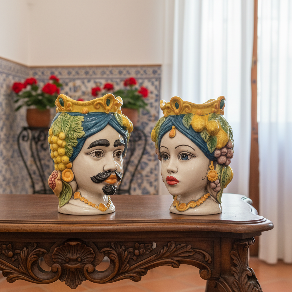 Teste di Moro in ceramica decorata