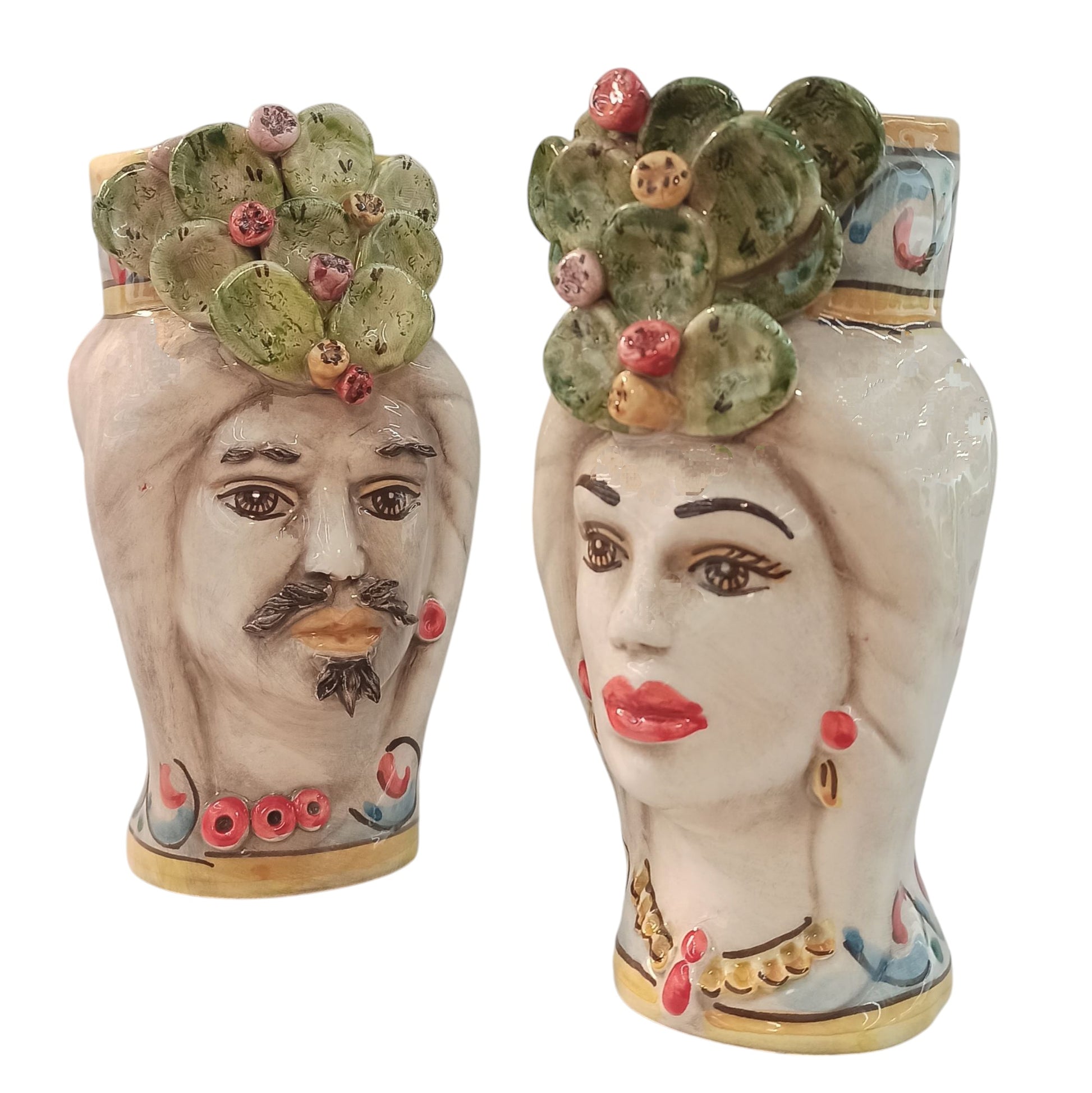 coppia di teste di moro in ceramica sicilia di caltagirone
