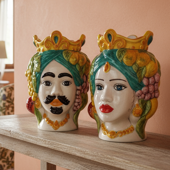 vasi teste di moro siciliane in maiolica