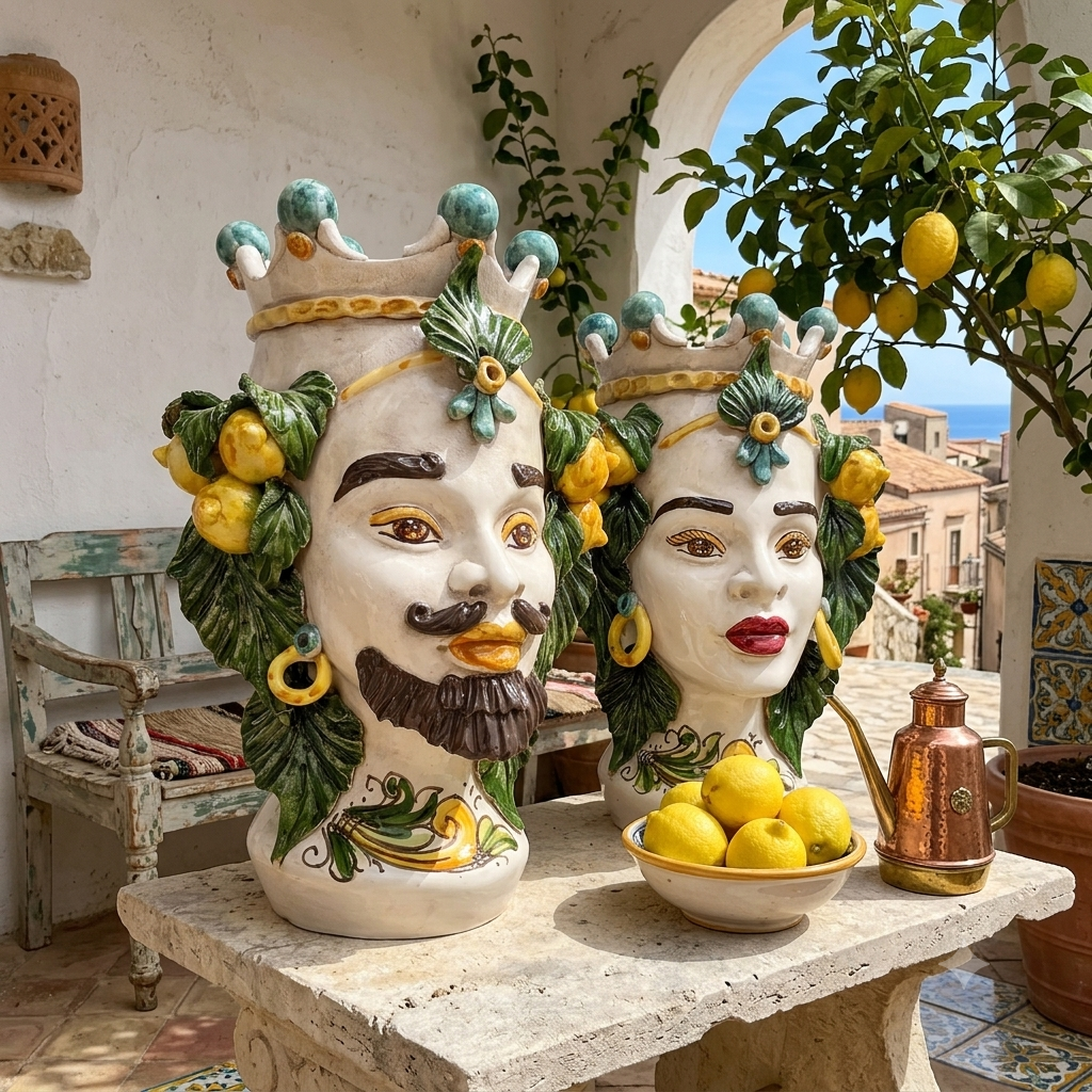 teste siciliane di caltagirone fatte a mano