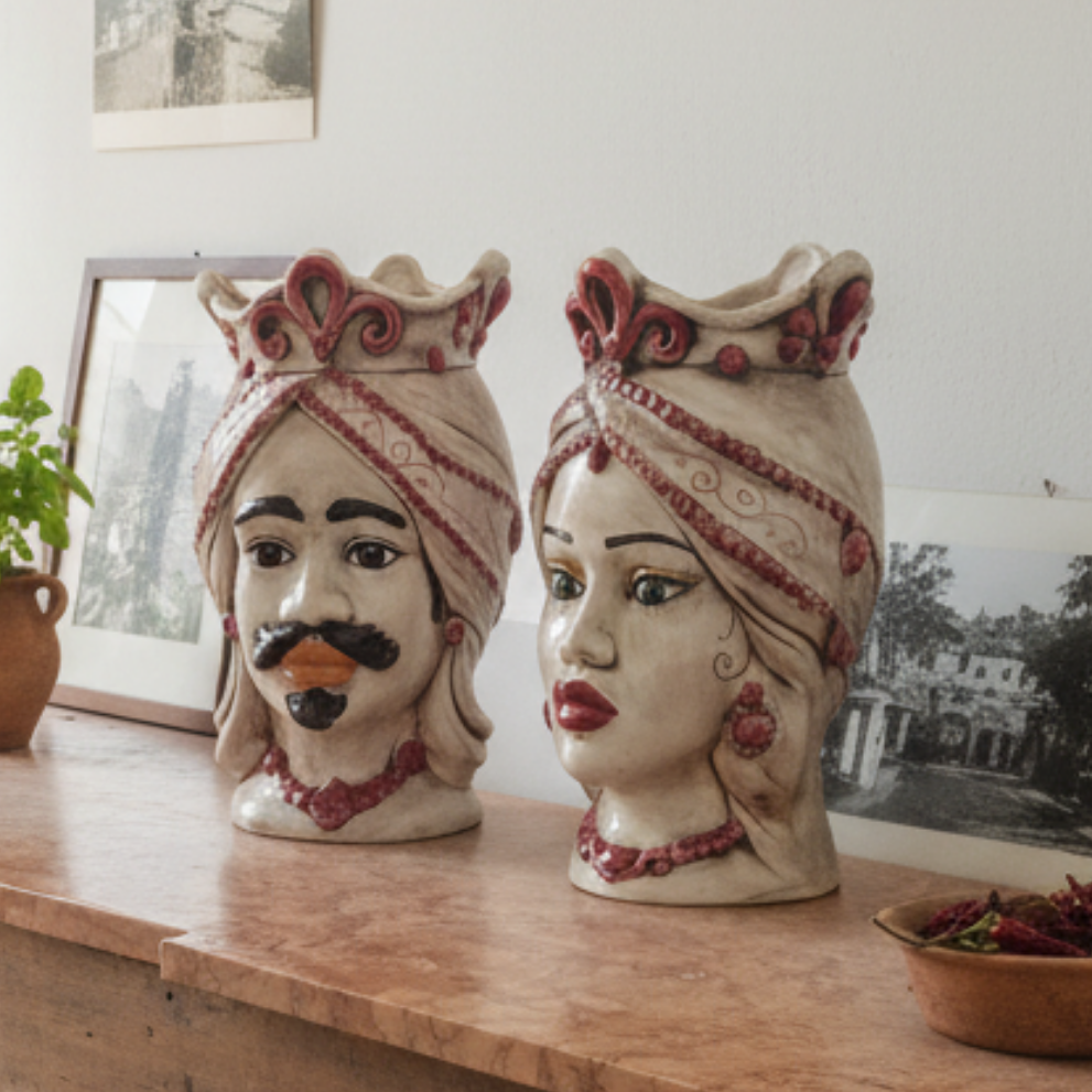 Teste di Moro in ceramica artistica di Caltagirone 