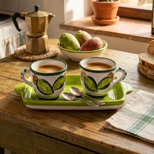 set tazzine in ceramica di caltagirone