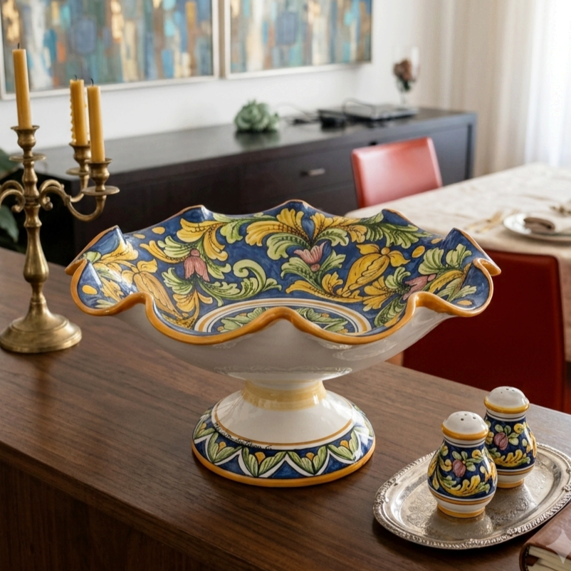 decorated centerpiece in siiclian majolica