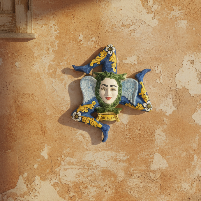 trinacria in maiolica colorata