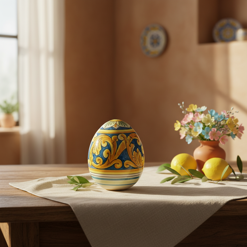 uovo in ceramica di sicilia decorato