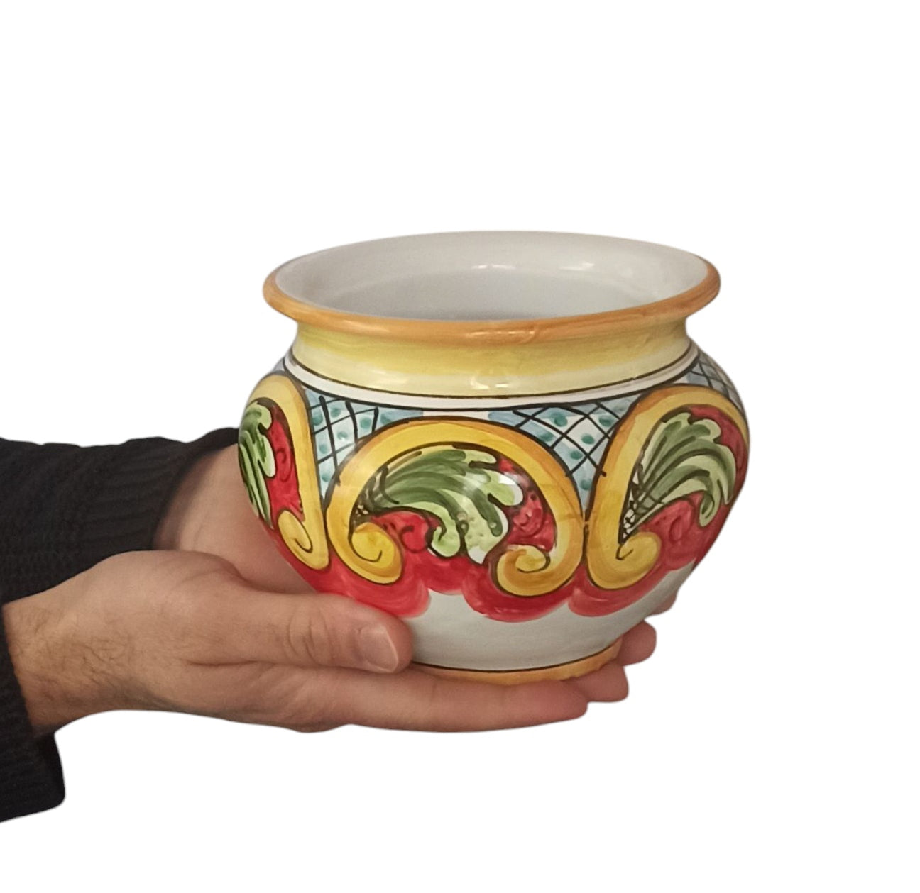 porta vaso in maiolica siciliana