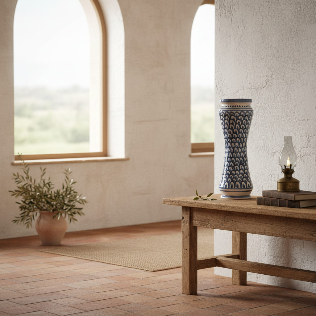 Portafiori Decorato 30cm in Ceramica Siciliana di Caltagirone