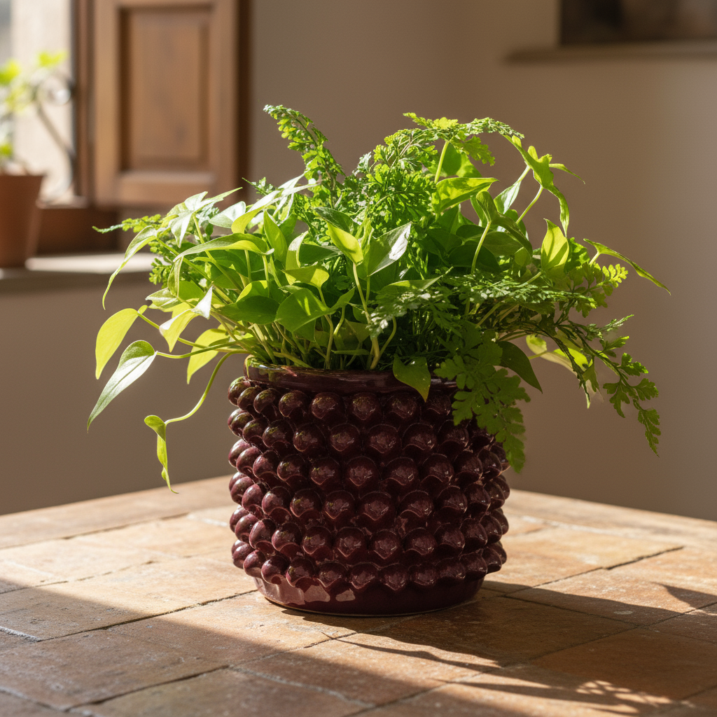 porta piante a pigna ceramica caltagirone