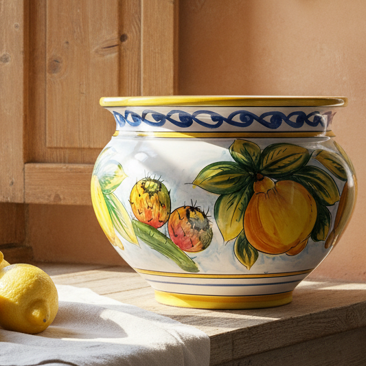 vaso per piante con limoni