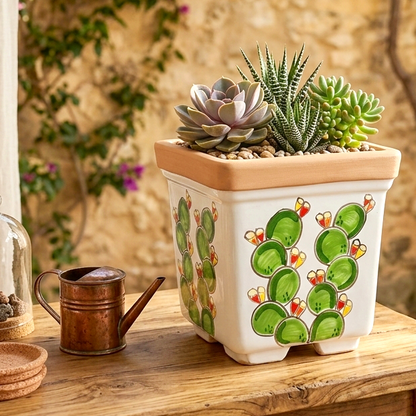 vaso colorato in ceramica per giardino