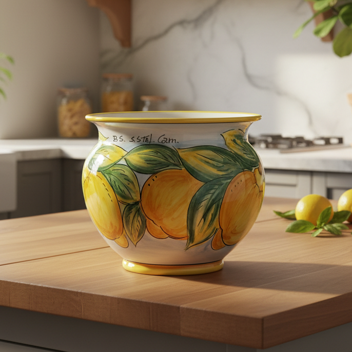 porta vaso maiolica limoni