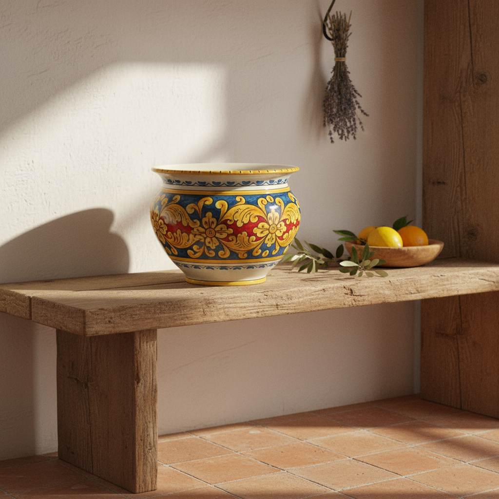 Portapiante in maiolica Siciliana per interni