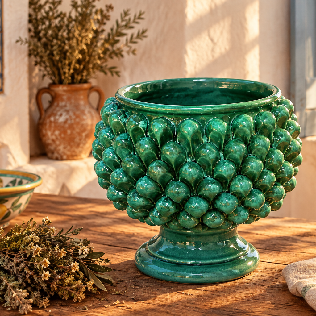 vaso pigna verde siciliano