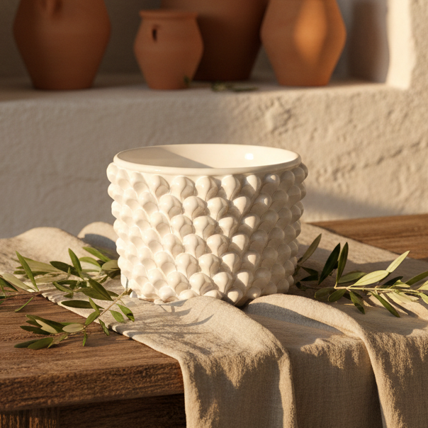 pigna bianca in maiolica di caltagirone