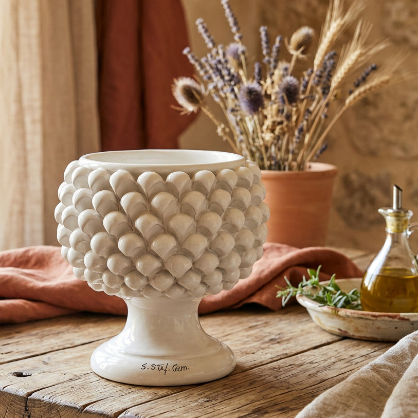 vaso porta piante pigna ceramica siciliana
