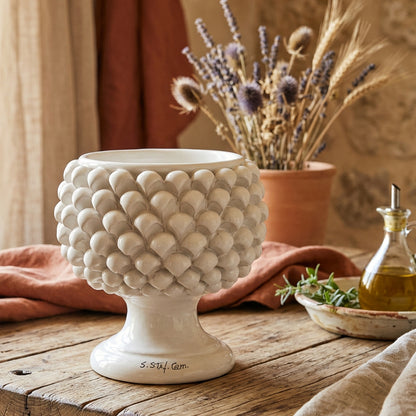 vaso porta piante pigna ceramica siciliana