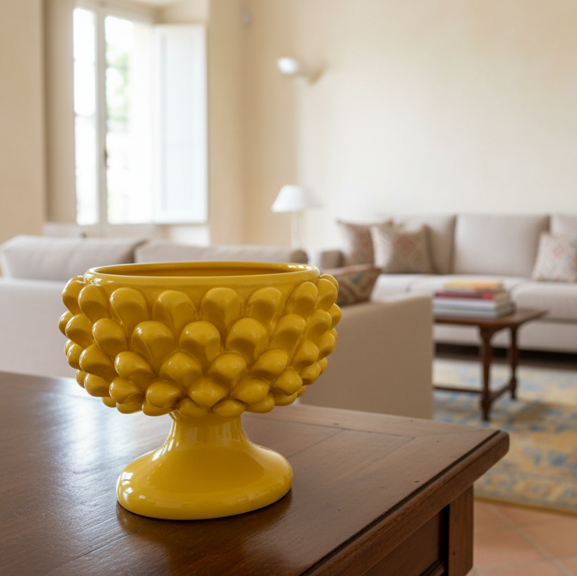 pigna gialla in maiolica di caltagirone