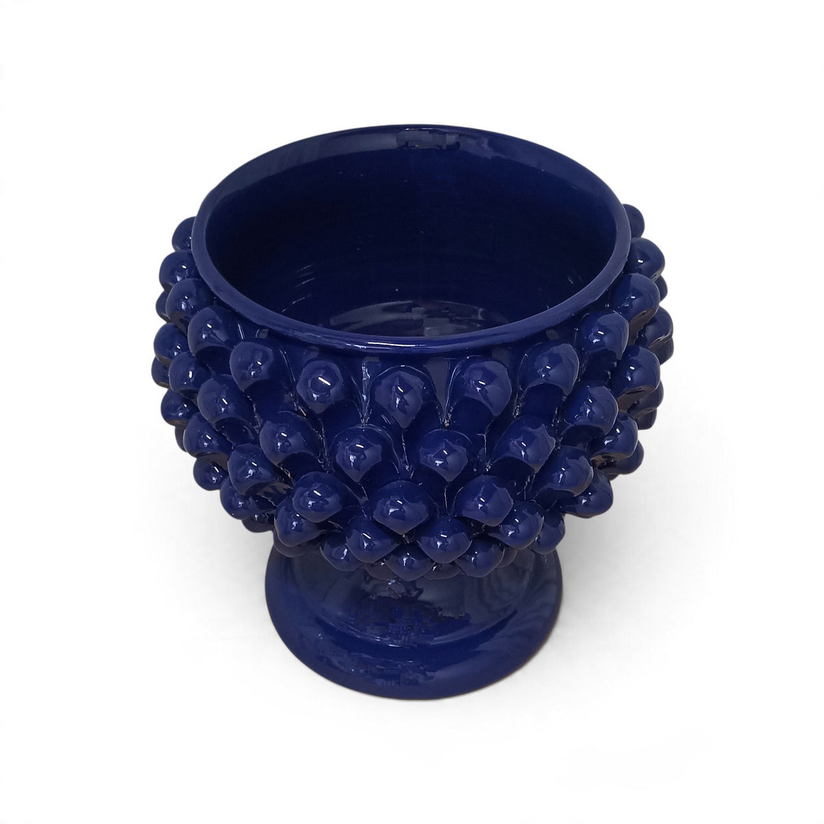 vaso pigna blu in maiolica si caltagirone