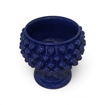 vaso pigna blu in maiolica si caltagirone