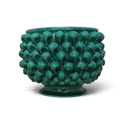 vaso pigna verde ceramica di caltagirone