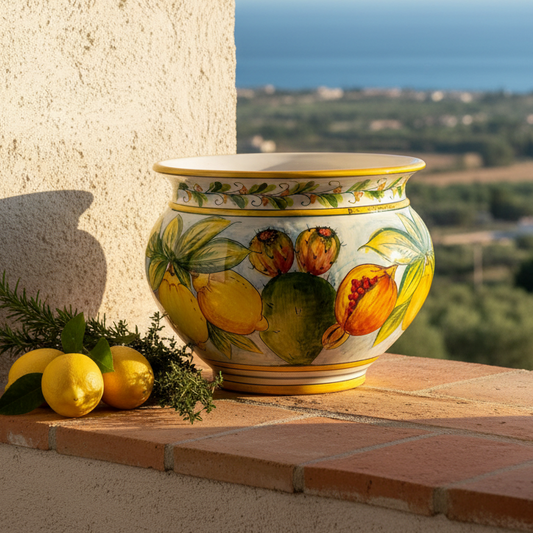 Vaso portapiante in maiolica Siciliana 