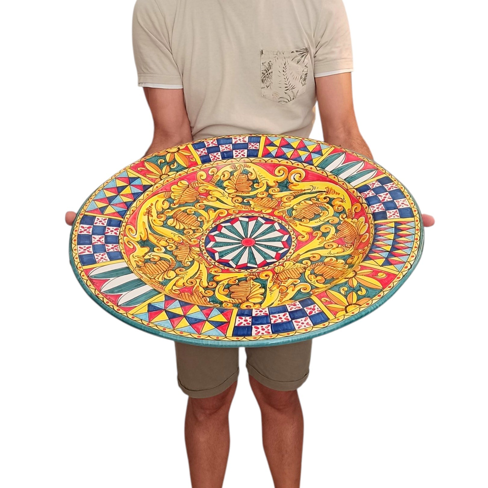 vassoio decorato a mano in ceramica siciliana 