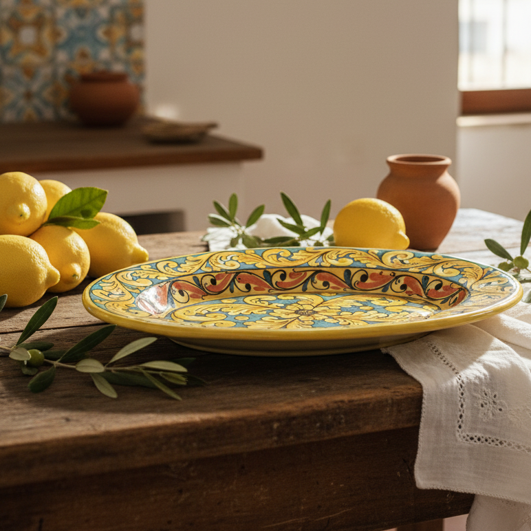 piatto da portata in maiolica siciliana