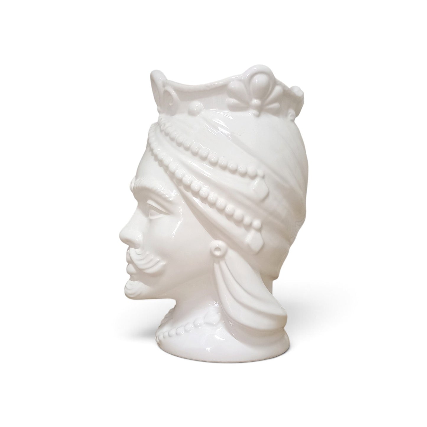 total white moors head in sicilian ceramic