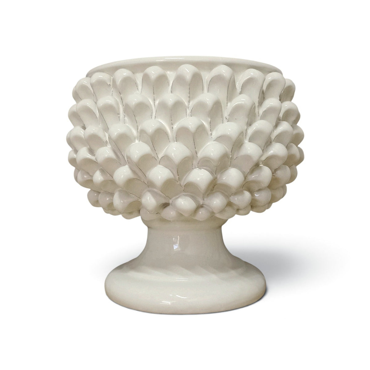 white pine cone planter made in sicily