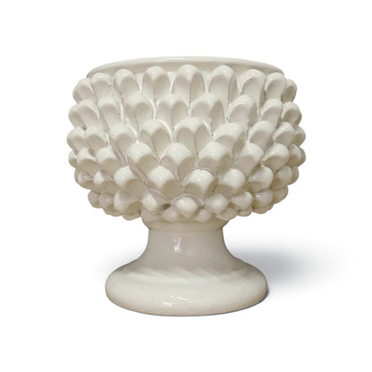 white pine cone planter made in sicily