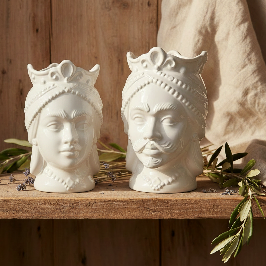 white head in sicilian ceramic