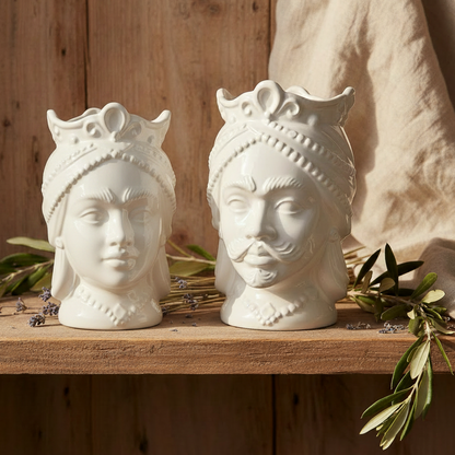white head in sicilian ceramic