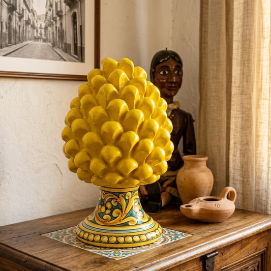 yellow ceramic pine cone