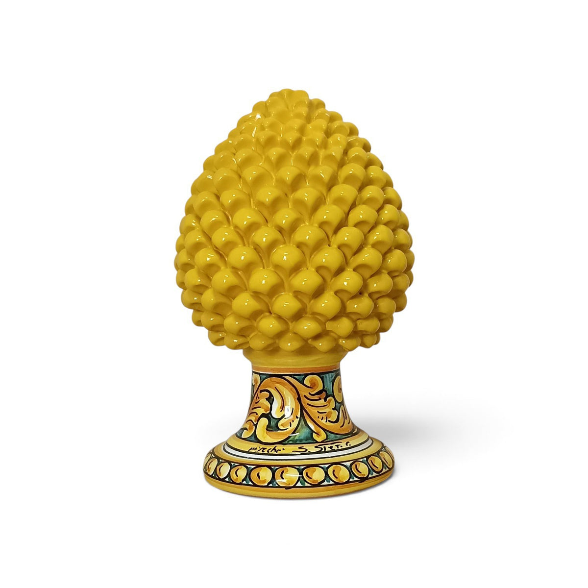 yellow ceramic pina cone made in sicily